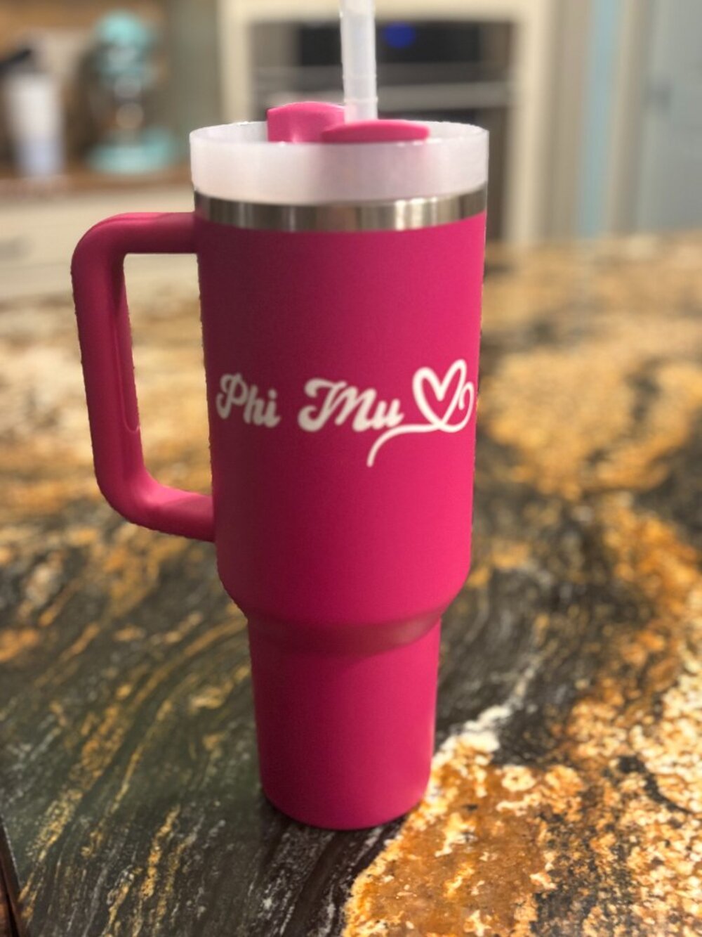 Brand New Custom 40 oz Hot Pink Stanley Tumbler - Phi Mu Sorority